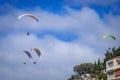 Paragliding in blue sky over Puerto de la Cruz on Tenerife Royalty Free Stock Photo