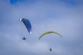 Paragliding in blue sky over Puerto de la Cruz on Tenerife Royalty Free Stock Photo