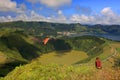 Paragliding on the cloudy sky, Sete Cidades, 30 July 2017