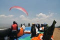 Paragliding competition in wonogiri, Indonesia Royalty Free Stock Photo