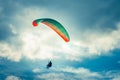 Paragliding extreme Sport with blue Sky and clouds Royalty Free Stock Photo