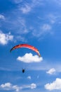 Paragliding extreme Sport with blue Sky and clouds Royalty Free Stock Photo
