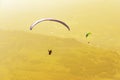 Paragliding flight at sunrise