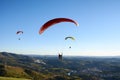 Paragliding flying over mountains Royalty Free Stock Photo
