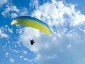 Paragliding free flying in the blue sky