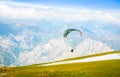 Paragliding at Garda lake in Italy Mountains Alps Paraglider. Royalty Free Stock Photo