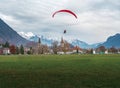 Paragliding at Interlaken Hohematte Park - Interlaken, Switzerland Royalty Free Stock Photo
