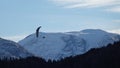 Paragliding from Mount Hoven Skylift in Loen in Vestland in Norway Royalty Free Stock Photo