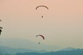 Paragliding in the mountans of Pokhara, Nepal