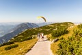 Paragliding over the Alps, Dachstein Mountain, Austria Royalty Free Stock Photo