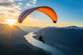 Paragliding over Mountain Range Royalty Free Stock Photo