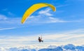 Paragliding over the mountains in winter. Ski resort Hopfgarten Royalty Free Stock Photo