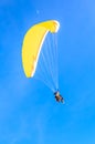 Paragliding over the mountains in winter. Ski resort Hopfgarten Royalty Free Stock Photo