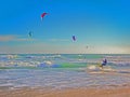 Para surfing Flying through the sky in the bay area Royalty Free Stock Photo