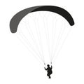 Paragliding silhouette isolated on white background