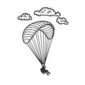 Paragliding sketch vector illustration