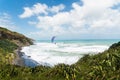 Paragliding, Sport, Vacation, Leisure Activity. Beautiful Muriwai Beach, New Zealand Royalty Free Stock Photo