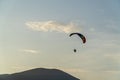 Paragliding at sunset with amazing view Royalty Free Stock Photo