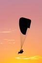 During paragliding at sunset