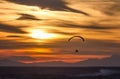 Paragliding at sunset Royalty Free Stock Photo