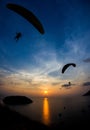 Paragliding at sunset