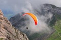 Paragliding in Swiss alps near Lucern, Switzerland Royalty Free Stock Photo