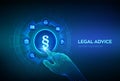 Paragraph as a sign of justice and law. Labor law, Lawyer, Attorney at law, Legal advice concept on virtual screen. Protection of