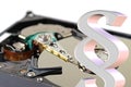 Paragraph in front of a hard drive, symbolic of data protection Royalty Free Stock Photo