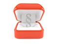 Paragraph symbol inside engagement ring box Royalty Free Stock Photo
