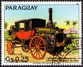 PARAGUAY - CIRCA 1983: A stamp printed in Paraguay shows Bordino Steam Carriage, 1854, circa 1983.