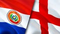 Paraguay and England flags. 3D Waving flag design. Paraguay England flag, picture, wallpaper. Paraguay vs England image,3D