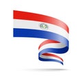 Paraguay flag in the form of wave ribbon