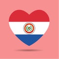 Paraguay flag heart vector illustration isolated on white background