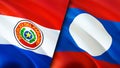 Paraguay and Laos flags. 3D Waving flag design. Paraguay Laos flag, picture, wallpaper. Paraguay vs Laos image,3D rendering.