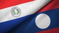 Paraguay and Laos two flags textile cloth.