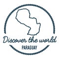 Paraguay Map Outline. Vintage Discover the World.