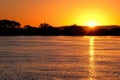 Paraguay River at sunset between Corumba and Porto Jofre, Pantanal, Mato Grosso do Sul, Brazil