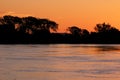 Paraguay River at sunset between Corumba and Porto Jofre, Pantanal, Mato Grosso do Sul, Brazil