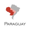 Paraguay and south american continent map Royalty Free Stock Photo