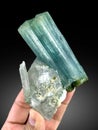 paraiba colour green blue tourmaline with quartz crystal mineral specimen from Afghanistan