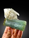 paraiba colour green blue tourmaline with quartz crystal mineral specimen from Afghanistan