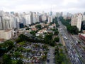 Paraiso neighborhood in Sao Paulo city with heavy traffic on 23 de Maio Avenue Royalty Free Stock Photo