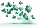 Parallax Emeralds Falling on White Royalty Free Stock Photo