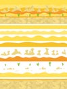 Parallax ready layers. Desert sand landscape panorama. Game background. Seamless pattern. Unending vector flat