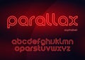 Parallax vector linear neon typefaces, alphabet, letters, font,