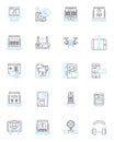 Parallel computing linear icons set. Concurrency, Multithreading, Distributed, Cluster, GPU, SIMD, Scalability line