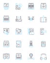 Parallel computing linear icons set. Concurrency, Multithreading, Distributed, Cluster, GPU, SIMD, Scalability line Royalty Free Stock Photo