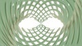 Parallel mirror spirals. Design. Moving mirror stream with braided lines. Geometric spiral of intersecting lines on