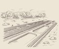 The parallel path rail railroad.