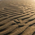 Parallel ridges of sand create a pattern on the surface, suggesting signs of wind erosion common to Royalty Free Stock Photo